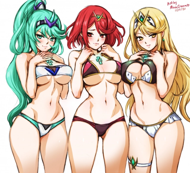 #745 Pneuma x Pyra x Mythra (Xenoblade Chronicles 2) - by Mina Cream